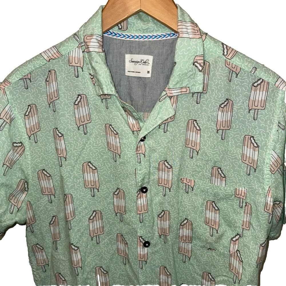 Sovereign Code Shirt‎ Mens M Shoreline Creamsicle Popsicle Partymint Green Rayon